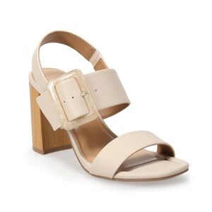 LC Lauren Conrad Cream Block Heel Sandals